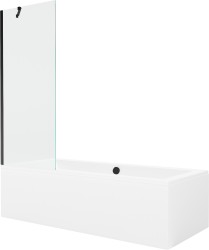 MEXEN/S - Cube obdĺžniková vaňa 170 x 80 cm s panelom + vaňová zástena 70 cm, transparent, čierna (550517080X9507000070)