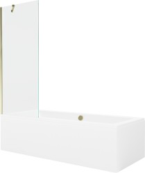 MEXEN/S - Cube obdĺžniková vaňa 170 x 80 cm s panelom + vaňová zástena 70 cm, transparent, zlatá (550517080X9507000050)
