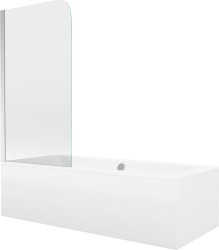 MEXEN/S - Cube obdĺžniková vaňa 170 x 80 cm s panelom + vaňová zástena 75, transparent, chróm (550517080X9007510100)