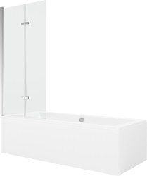 MEXEN/S - Cube obdĺžniková vaňa 170 x 80 cm s panelom + vaňová zástena 80, transparent, chróm (550517080X9208020100)