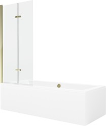 MEXEN/S - Cube obdĺžniková vaňa 170 x 80 cm s panelom + vaňová zástena 80, transparent, zlatá (550517080X9208025000)