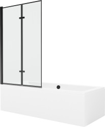 MEXEN/S - Cube obdĺžniková vaňa 180 x 80 cm s panelom + vaňová zástena 100, čierna vzor (550518080X92100027070)
