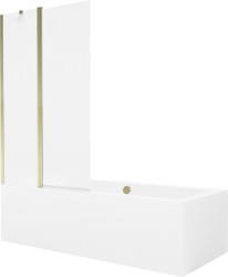 MEXEN/S - Cube obdĺžniková vaňa 180 x 80 cm s panelom + vaňová zástena 100, transparent, zlatá (550518080X9410115000)
