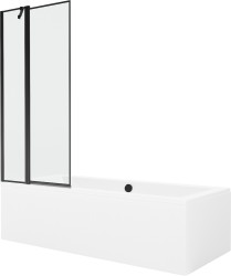 MEXEN/S - Cube obdĺžniková vaňa 180 x 80 cm s panelom + vaňová zástena 80, čierna vzor (550518080X9408117070)