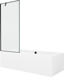 MEXEN/S - Cube obdĺžniková vaňa 180 x 80 cm s panelom + vaňová zástena 80, čierna vzor (550518080X9508007070)