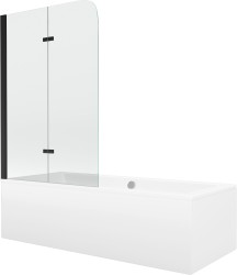MEXEN/S - Cube obdĺžniková vaňa 180 x 80 cm s panelom + vaňová zástena 80, transparent, čierna (550518080X9008027000)