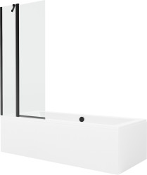 MEXEN/S - Cube obdĺžniková vaňa 180 x 80 cm s panelom + vaňová zástena 80, transparent, čierna (550518080X9408117000)