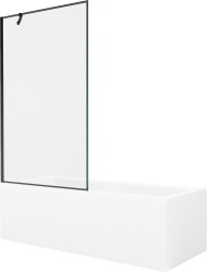 MEXEN/S - Cubik obdĺžniková vaňa 150 x 70 cm s panelom + vaňová zástena 100 cm, čierna vzor (550315070X9510007070)