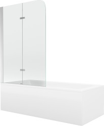 MEXEN/S - Cubik obdĺžniková vaňa 150 x 70 cm s panelom + vaňová zástena 100 cm, transparent, chróm (550315070X9010020100)