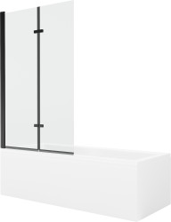 MEXEN/S - Cubik obdĺžniková vaňa 150 x 70 cm s panelom + vaňová zástena 100 cm, transparent, čierna (550315070X9210027000)