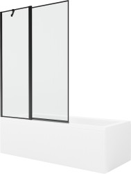 MEXEN/S - Cubik obdĺžniková vaňa 150 x 70 cm s panelom + vaňová zástena 120 cm, čierna vzor (550315070X9412117070)