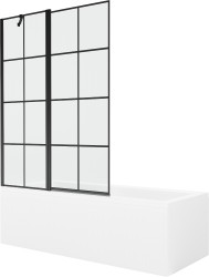 MEXEN/S - Cubik obdĺžniková vaňa 150 x 70 cm s panelom + vaňová zástena 120 cm, čierna vzor (550315070X9412117077)