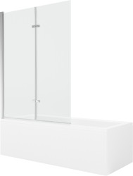 MEXEN/S - Cubik obdĺžniková vaňa 150 x 70 cm s panelom + vaňová zástena 120 cm, transparent, chróm (550315070X9212020100)
