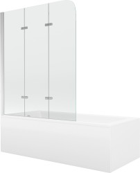 MEXEN/S - Cubik obdĺžniková vaňa 150 x 70 cm s panelom + vaňová zástena 120, transparent, chróm (550315070X9012030100)