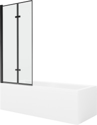 MEXEN/S - Cubik obdĺžniková vaňa 150 x 70 cm s panelom + vaňová zástena 80 cm, čierna vzor (550315070X9208027070)