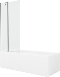 MEXEN/S - Cubik obdĺžniková vaňa 150 x 70 cm s panelom + vaňová zástena 80 cm, transparent, chróm (550315070X9408110100)