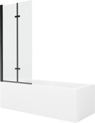 MEXEN/S - Cubik obdĺžniková vaňa 150 x 70 cm s panelom + vaňová zástena 80 cm, transparent, čierna (550315070X9208027000)