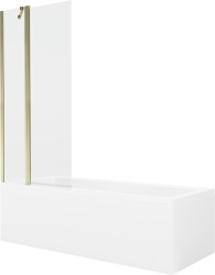 MEXEN/S - Cubik obdĺžniková vaňa 150 x 70 cm s panelom + vaňová zástena 80 cm, transparent, zlatá (550315070X9408115000)