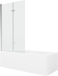 MEXEN/S - Cubik obdĺžniková vaňa 160 x 70 cm s panelom + vaňová zástena 100 cm, transparent, chróm (550316070X9210020100)