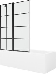 MEXEN/S - Cubik obdĺžniková vaňa 160 x 70 cm s panelom + vaňová zástena 120, čierna vzor (550316070X9412117077)