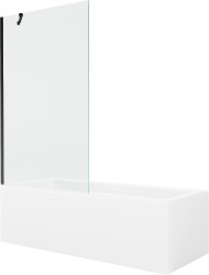 MEXEN/S - Cubik obdĺžniková vaňa 170 x 70 cm s panelom + vaňová zástena 100 cm, transparent, čierna (550317070X9510000070)