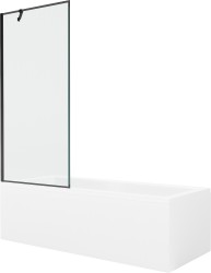 MEXEN/S - Cubik obdĺžniková vaňa 170 x 70 cm s panelom + vaňová zástena 80 cm, čierna vzor (550317070X9508007070)