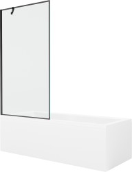 MEXEN/S - Cubik obdĺžniková vaňa 170 x 70 cm s panelom + vaňová zástena 90 cm, čierna vzor (550317070X9509007070)