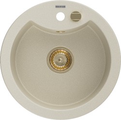 MEXEN/S - Diego granitový drez 1 488 x 480 mm, béžová, + zlatý sifón (6512481000-69-G)