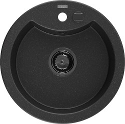 MEXEN/S - Diego granitový drez 1 488 x 480 mm, čierna/strieborný metalik, + čierny sifón (6512481000-73-B)