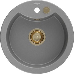 MEXEN/S - Diego granitový drez 1 488 x 480 mm, sivá, + zlatý sifón (6512481000-71-G)