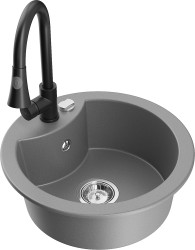 MEXEN/S - Diego granitový drez 1-miska vrátane batérie Elia, šedá (6512-71-670101-70)