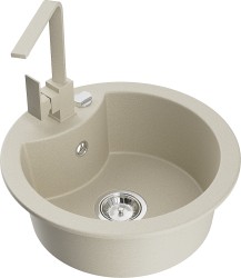 MEXEN/S - Diego granitový drez 1-miska vrátane batérie Rita, béžový (6512-69-670300-69)