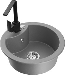 MEXEN/S - Diego granitový drez 1-miska vrátane batérie Rita, šedý (6512-71-670300-70)