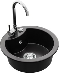 MEXEN/S - Diego granitový drez 1-miska vrátane batérie Telma, čierna (6512-77-670200-00)