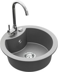 MEXEN/S - Diego granitový drez 1-miska vrátane batérie Telma, šedá (6512-71-670200-00)