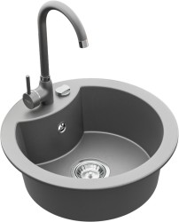 MEXEN/S - Diego granitový drez 1-miska vrátane batérie Telma, šedá (6512-71-670200-71)