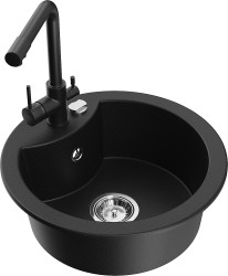 MEXEN/S - Diego granitový drez vrátane batérie Duero, čierna (6512-77-671600-70)