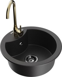 MEXEN/S - Diego granitový drez vrátane batérie Telma, čierna (6512-77-670200-50-B)