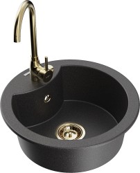 MEXEN/S - Diego granitový drez vrátane batérie Telma, čierna kropenatá (6512-76-670200-50)