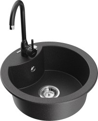 MEXEN/S - Diego granitový drez vrátane batérie Telma, čierna kropenatá (6512-76-670200-70)