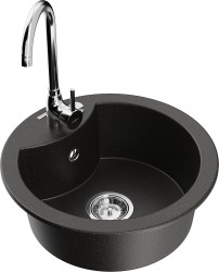 MEXEN/S - Diego granitový drez vrátane batérie Telma, čierna/zlatá (6512-75-670200-00)