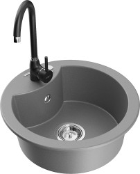 MEXEN/S - Diego granitový drez vrátane batérie Telma, šedá (6512-71-670200-70)