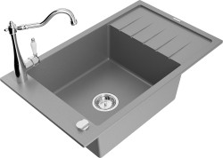 MEXEN/S - Elias granitový drez 1-miska vrátane batérie Carla, šedá (6511-71-670700-00)