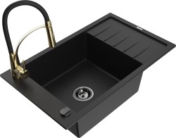 MEXEN/S - Elias granitový drez 1 s odkvapkávačom vrátane batérie Aster, čierna (6511-77-73450-57-B)