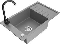 MEXEN/S - Elias granitový drez s odkvapkávačom vrátane batérie Telma, šedá (6511-71-670200-70)