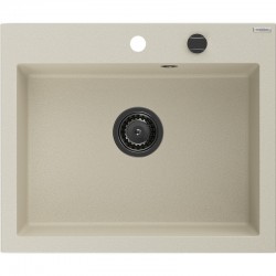MEXEN/S - Elix granitový drez 1-miska 600 x 500 mm, béžový, sifón czarn (6525601005-69-B)