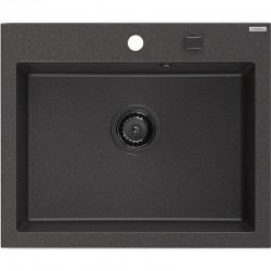 MEXEN/S - Elix granitový drez 1-miska 600 x 500 mm, čierna kropenatá, sifón čierna (6525601005-76-B)