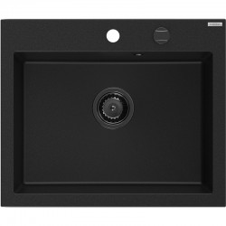MEXEN/S - Elix granitový drez 1-miska 600 x 500 mm, čierna, sifón čierna (6525601005-77-B)