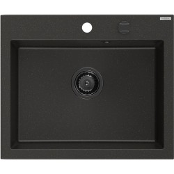 MEXEN/S - Elix granitový drez 1-miska 600 x 500 mm, čierna/zlatá metalik, sifón čierna (6525601005-75-B)