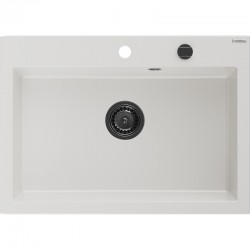 MEXEN/S - Elix granitový drez 1-miska 700 x 500 mm, biela, sifón čierna (6526701005-20-B)